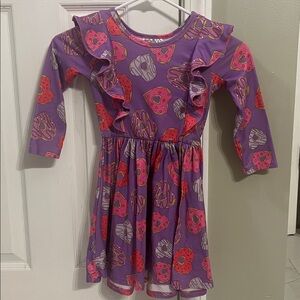 Dot Dot Smile Valentines Purple Donut Print Kids Dress